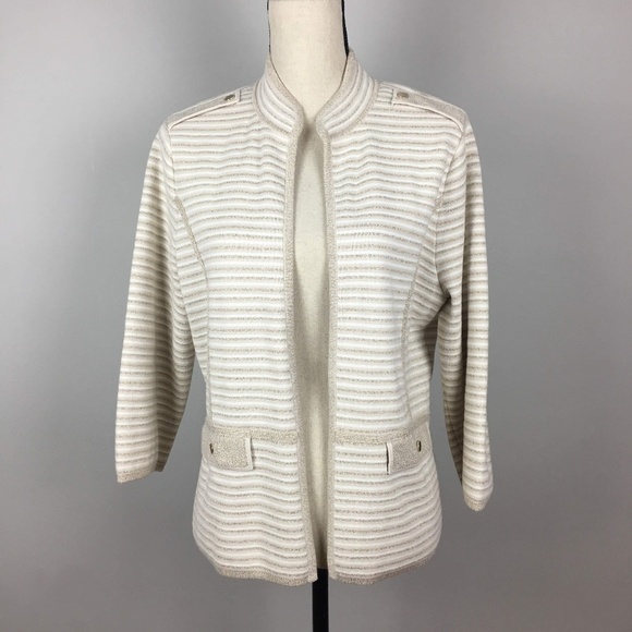 White House Black Market Sweaters - white house black market gold striped sweater